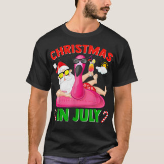T-shirt Noël En Juillet Été Natation Amusants Père Noël