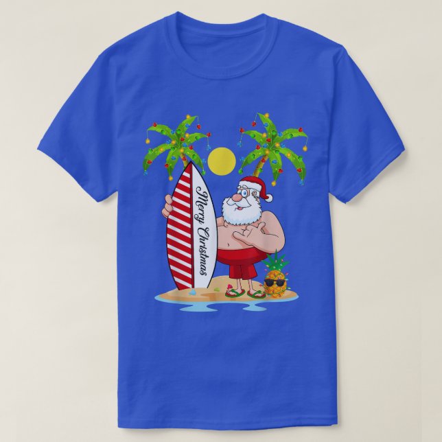 T-shirt Noël En Juillet Été Palm Tree Surf  (Design devant)