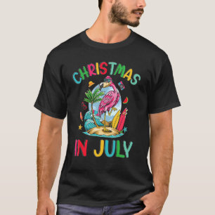 T-shirt Noël En Juillet Femmes Vaca Beach Flamant rose Sur