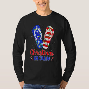T-shirt Noël en juillet Fête du 14 juillet Tongs Drapeau a