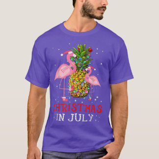 T-shirt Noël en juillet Flamant rose drôle ananas été