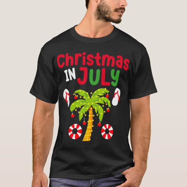 T-shirt Noël En Juillet Flip Flop Drôle Été Noël Hommes (Devant)