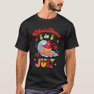 T-shirt Noël En Juillet Funny Père Noël Summer Beach Vacat