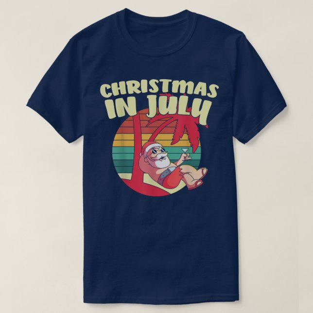 T-shirt Noël En Juillet Funny Père Noël Summer Vacances Pl (Design devant)