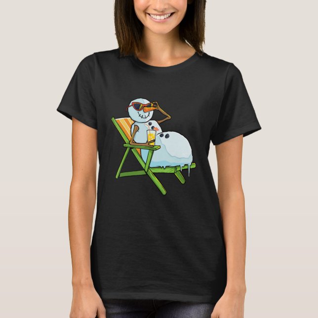 T-shirt Noël en juillet Funny Snowman Beach été Hawai (Devant)