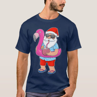 T-shirt Noël En Juillet Hawaii Flamant rose Beach Noël