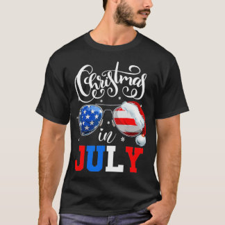 T-shirt Noël en juillet Lunettes de soleil américaines par