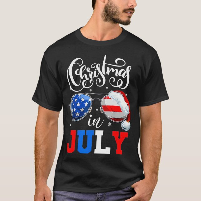 T-shirt Noël en juillet Lunettes de soleil américaines par (Devant)
