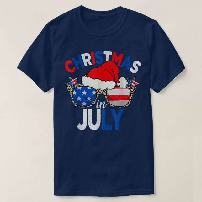 T-shirt Noël En Juillet Lunettes de soleil USA Drapeau Sum (Design devant)