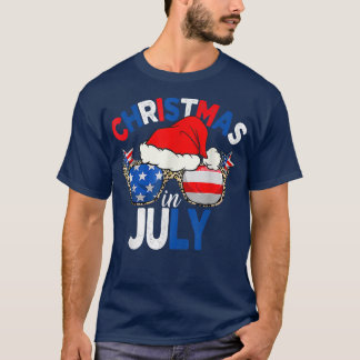 T-shirt Noël En Juillet Lunettes de soleil USA Drapeau Sum