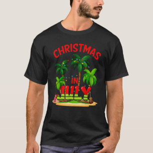 T-shirt Noël En Juillet Palm Tre Xmas Arbre Lumière Été