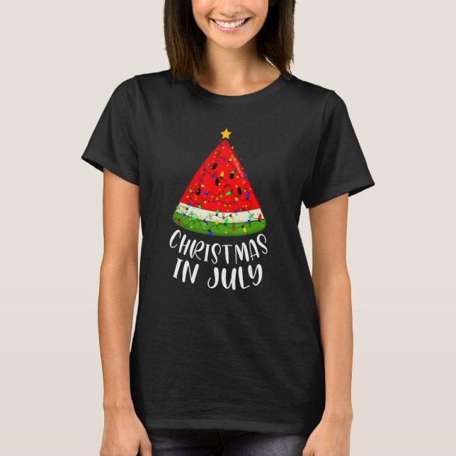 T-shirt Noël En Juillet Pastèque Noël Arbre Été (Devant)