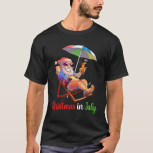 T-shirt Noël En Juillet Père Noël Beach Chaise Umbrella Co
