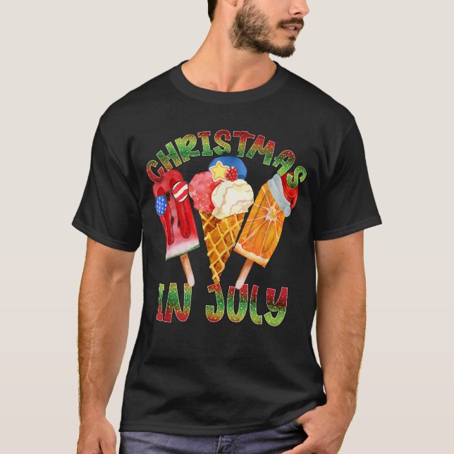 T-shirt Noël En Juillet Père Noël Beach Été Avec Gnomes (Devant)
