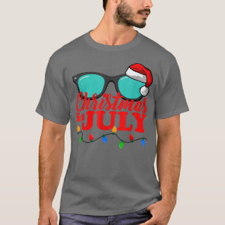 T-shirt Noël en juillet Père Noël hawaii Flamant rose lune