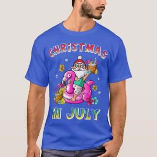 T-shirt Noël en juillet Père Noël Hawaii Lunettes de solei