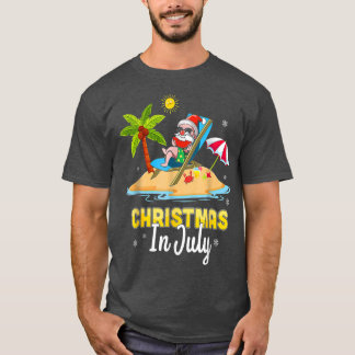 T-shirt Noël En Juillet Père Noël Hawaiian Beach Summer Va