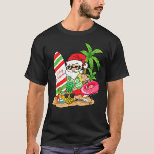 T-shirt Noël en juillet Père Noël Hawaiian Summer Surf Sur
