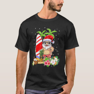 T-shirt Noël En Juillet Père Noël Hawaiian Surfing T Shirt