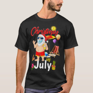T-shirt Noël en juillet Père Noël Mask Hawaiian Summer Bea