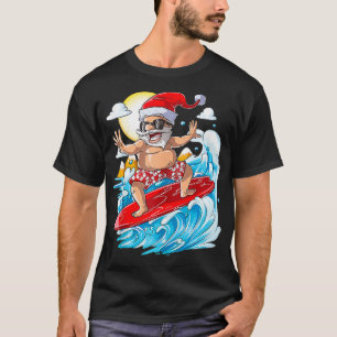 T-shirt Noël en juillet Père Noël Surf Hawaï Hommes été S