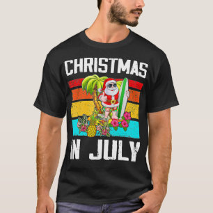 T-shirt Noël en juillet Père Noël Surfer Hawaii Summer Vac