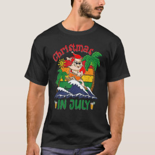 T-shirt Noël En Juillet Père Noël Surfing Beach Été Vaca