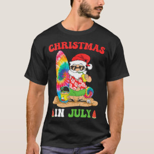 T-shirt Noël En Juillet Père Noël Tie Dye Surf D'Été Surfi