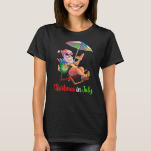 T-shirt Noël En Juillet Père Noël Watermelon Tropical Hawa