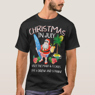 T-shirt Noël En Juillet Pool Party Père Noël Hommes Femmes
