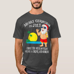 T-shirt Noël En Juillet Pool Party Père Noël Hommes Femmes