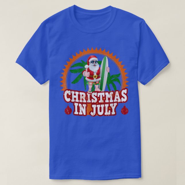 T-shirt Noël en Juillet santa chapeau Noël, drôle Noël d'é (Design devant)
