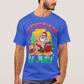 T-shirt Noël En Juillet Santa Claus Summer Beach Vacatio