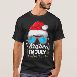 T-shirt Noël En Juillet Santa Hat Lunettes de soleil été