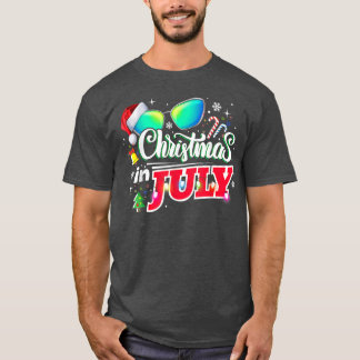 T-shirt Noël en juillet Santa Hat Lunettes de soleil été V
