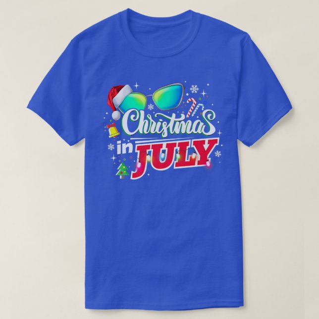 T-shirt Noël en juillet Santa Hat Lunettes de soleil été V (Design devant)