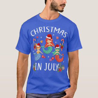 T-shirt Noël en juillet Santa Hat Mermaid Célébration d'ét