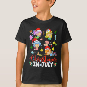 T-shirt Noël en juillet Santa sirène amant été plage