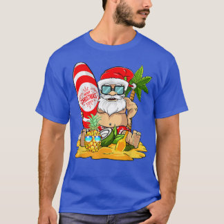 T-shirt Noël En Juillet Surf Funny Père Noël Summer Beach