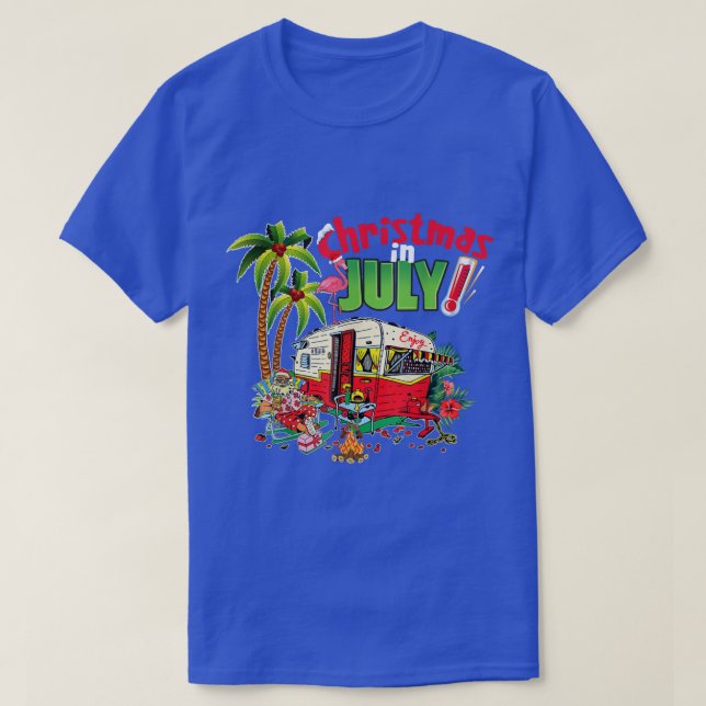 T-shirt Noël en juillet T Funny Père Noël Summer Camping (Design devant)