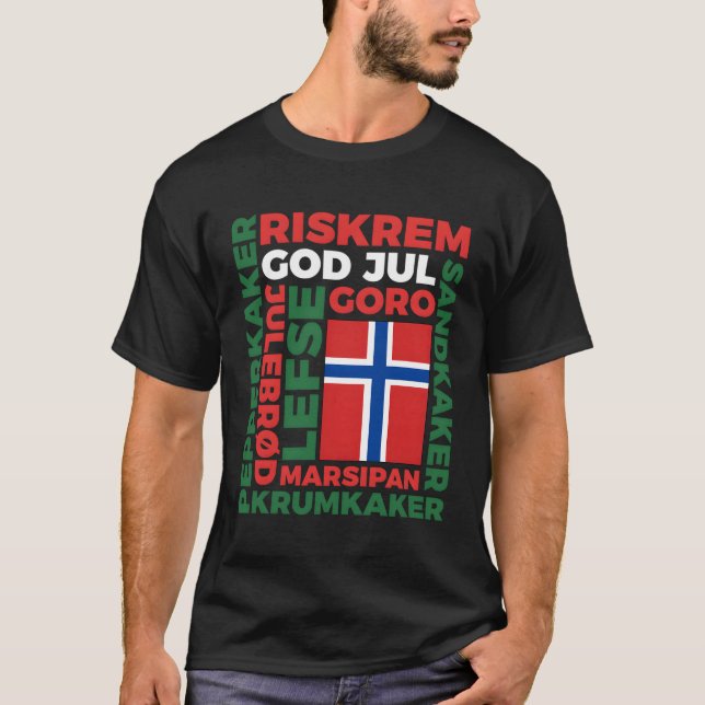T-shirt Noël En Norvège Chemise à manches longues Dieu Jul (Devant)