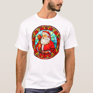 T-shirt Noël en verre tendu - Père Noël Ornements 3D-1