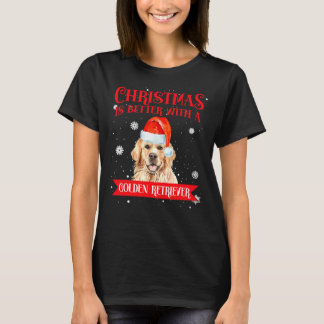 T-shirt Noël Est Meilleur Avec Un Chien Rétriateur D'Or