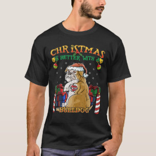 T-shirt Noël Est Mieux Avec Le Chien Du Père Noël Bulldog
