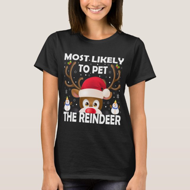 T-shirt Noël Familial Le Plus Susceptible De Pet Le Rindee (Devant)