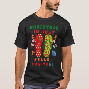 T-shirt Noël Festif En Juillet Tongs Été Plage