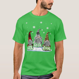 T-shirt Noël Foi Amour Espoir Gnome Neige Drôle Noël Cu
