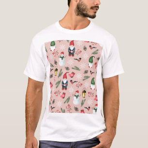 T-shirt Noël Gnomes Aquarelle Motif sans coutures