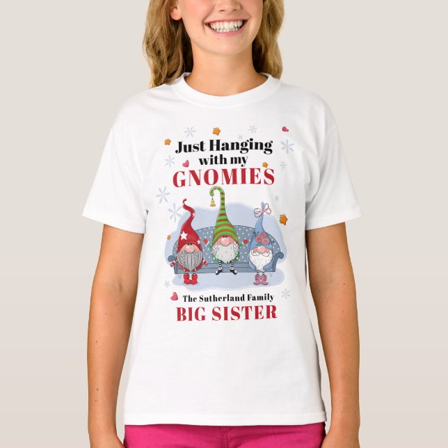 T-shirt Noël Gnomes Famille Matching Soeur (Devant)