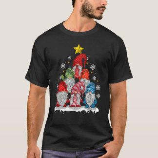 T-shirt Noël Gnomes Jardin Gnome Xmas Pine Tree